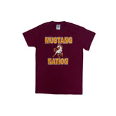 Vintage Maroon Mustang Nation USA Graphic T-Shirt Size S by Gildan